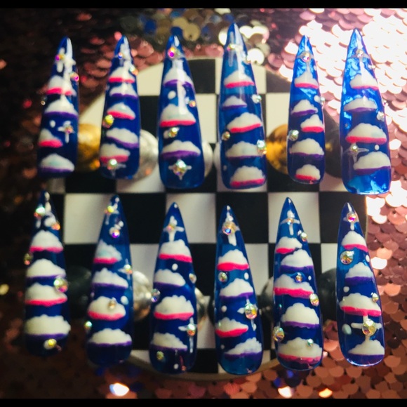 ☁️Cloudii Dreamz Press On Nails-XLong Med Stiletto - Picture 5 of 11